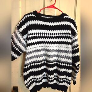 Black, White & Gray striped sweater